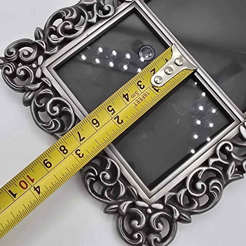 Ornate‎ Pewter Undulating Scroll Work Photo Picture Frame Two 2 1/2